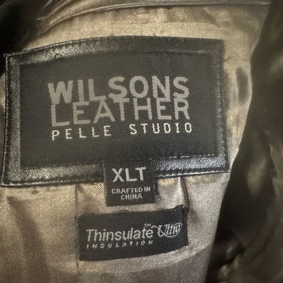 Wilsons Leather Pelle Studio Black Leather Trench Coat with Thinsulate - Picture 3 of 9